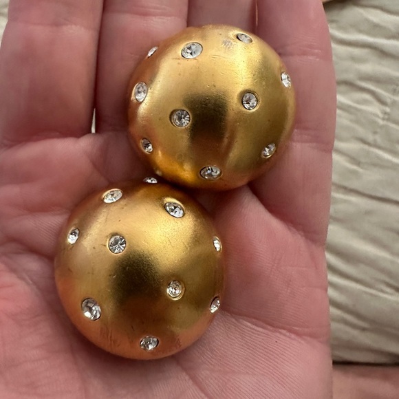 Essex Classics Jewelry - Vintage Gold tone Essex signed clip on Earrings with Rhinestones